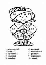 Все По цветам Реши пример, получи ответ и раскрась математическую раскраску по цвету Раскраски по цветам с примерами. В данной серии раскрасок мы предлагаем вам математические раскраски которые  разовьют усидчивость мелкую моторику и способности вашего ребенка к счету