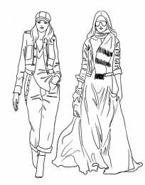 Для девочек Раскраски с модными девчонками в красивых платьях 