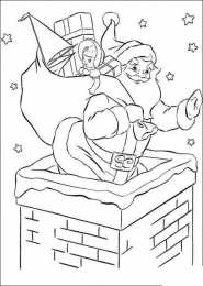 Новый год Дед мороз лезет в дом через трубу с подарками