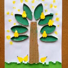 Природа Аппликация дерева груши из цветной бумаги