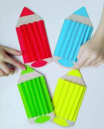 Объемные аппликации Объемная аппликация карандаш из цветной бумаги и картона