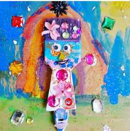 Различные поделки Поделка из хозяйственной кисточки и гуаши