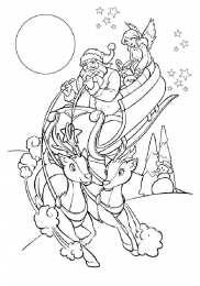 Новый год Дед мороз мчится на праздник на сказочных оленях