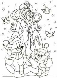 Зима Снегурочка и животные