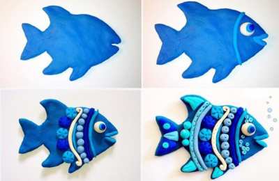 Лепим животных и природу Примеры поделок из пластилина с рыбами и птицами. Лепим животных