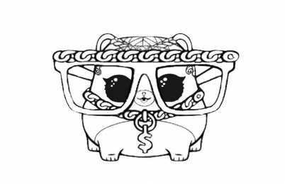 Куклы LOL pets 1 серия Раскраски куклы лол печать Mc-Hammy, хомяк реппер с цепью на шее.