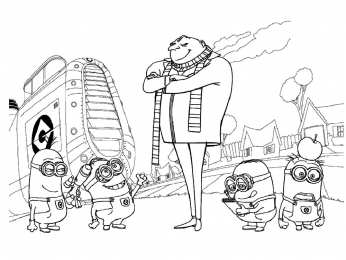 Гадкий я Раскраски из мультфильмов Гадкий я 1 2 3 с миньонами