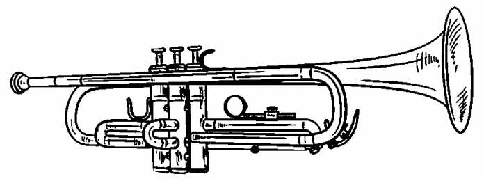 Труба Духовые музыкальные инструменты для детей.  Раскраски с трубой