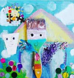 Различные поделки Поделка из хозяйственной кисточки и гуаши