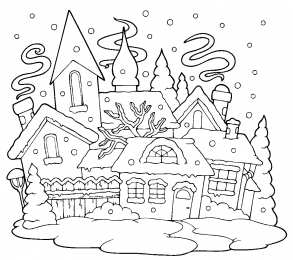 Зима Дворец из бруса зимой