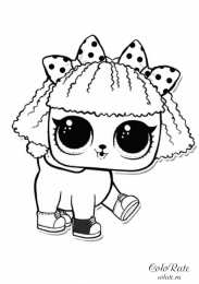 Куклы LOL pets 1 серия Раскраски лол декодер Pupsta, кукла лол щенок с двумя бантами.