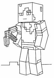  Раскраски из майнкрафта с героями и орудиями