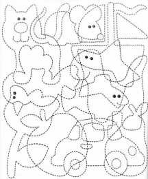  Найди животных и фигуры и обведи каждого по точкам