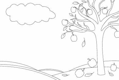 Яблоня осенью на лугу