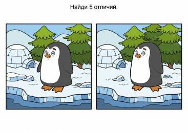 Найди отличия. Картинка с пингвинами