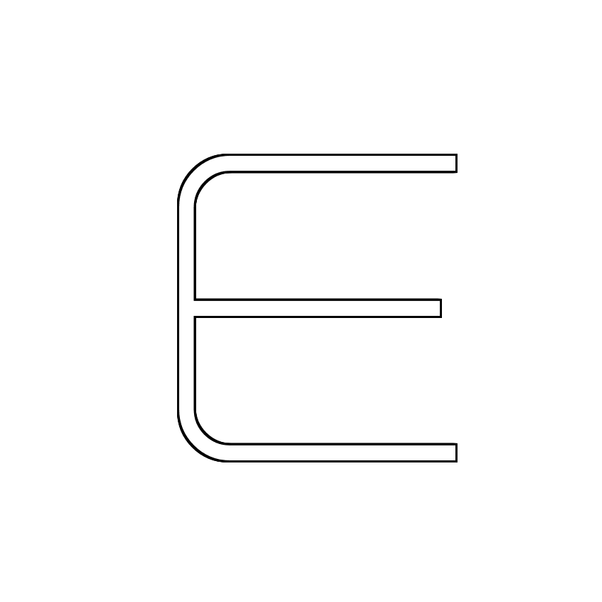 Тонкие буквы. Буква е контурная. Контурный шаблон металлический. Буква e контур. Перевернутая буква е.